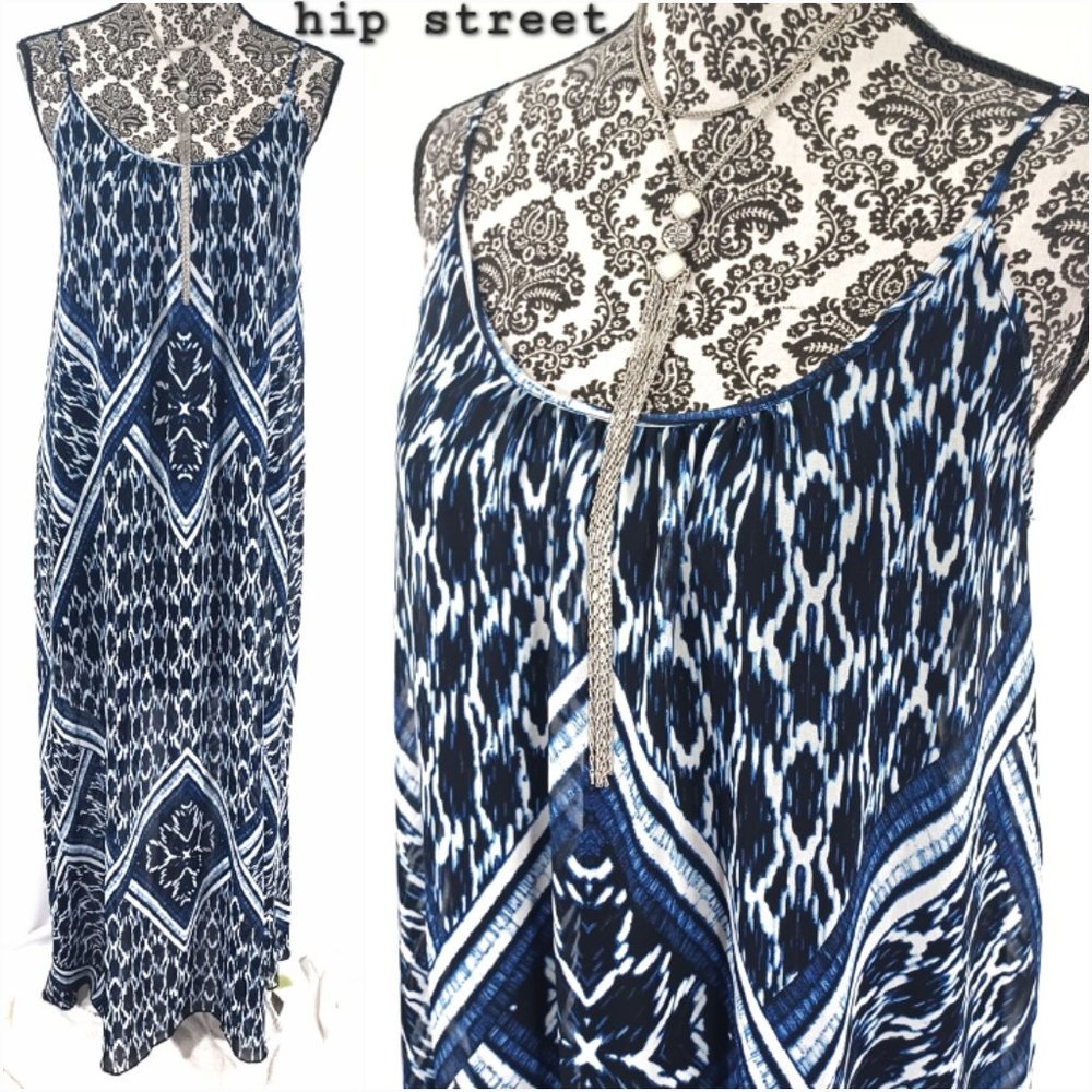 EXPRESS Spaghetti Strap Print Chiffon Maxi Dress S